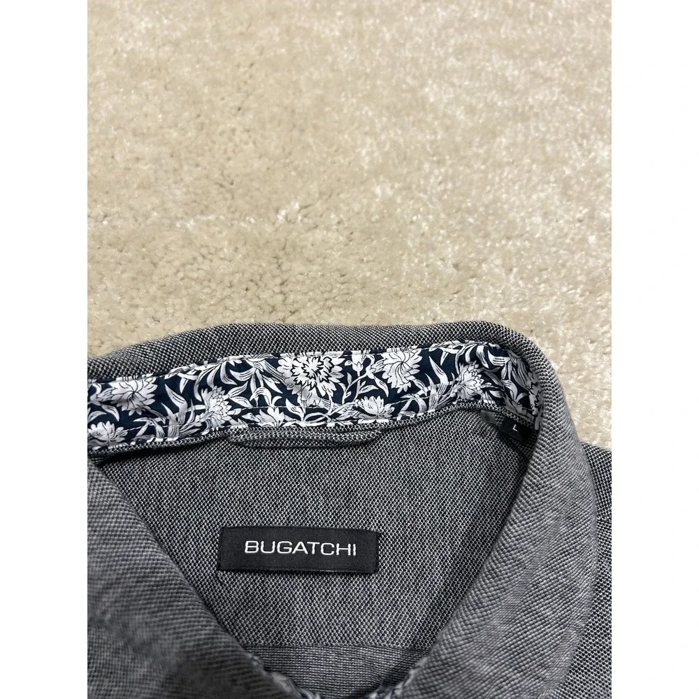 Bugatchi Polo Shirt Mens Large Gray Preppy Lightweight - Picture 3 of 6